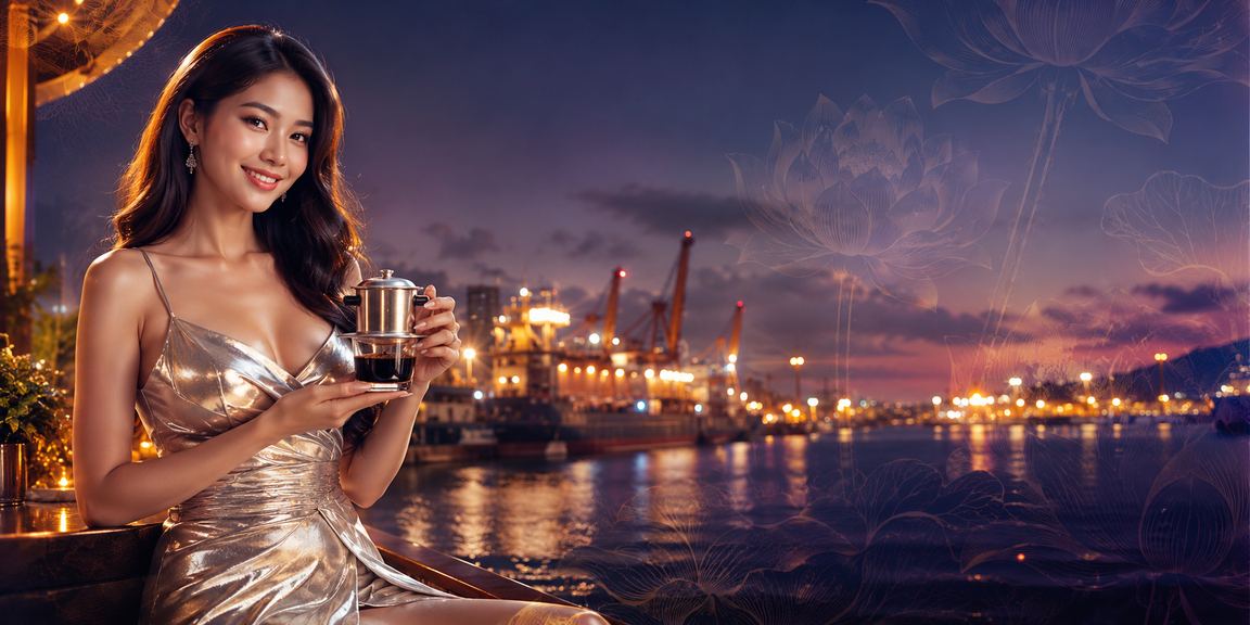 Người dùng ngồi tại quán cà phê Vũng Tàu kiểm tra tiền thưởng nạp tiền trên điện thoại